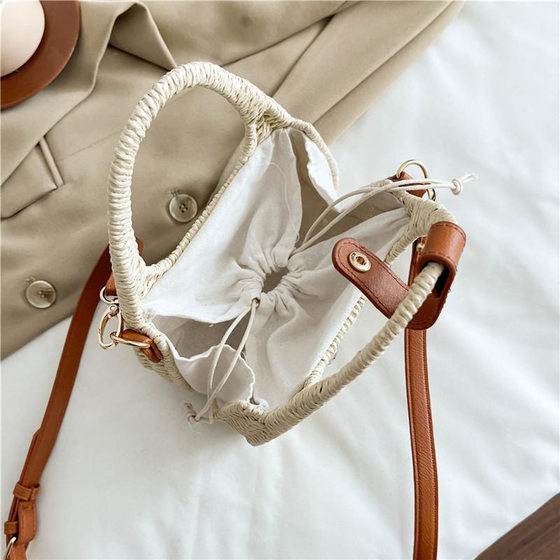 Personalized Handbag New Woven Straw Popular Handmade Fashion One Shoulder Niche Large Rhinestone Messenger Women's Bag