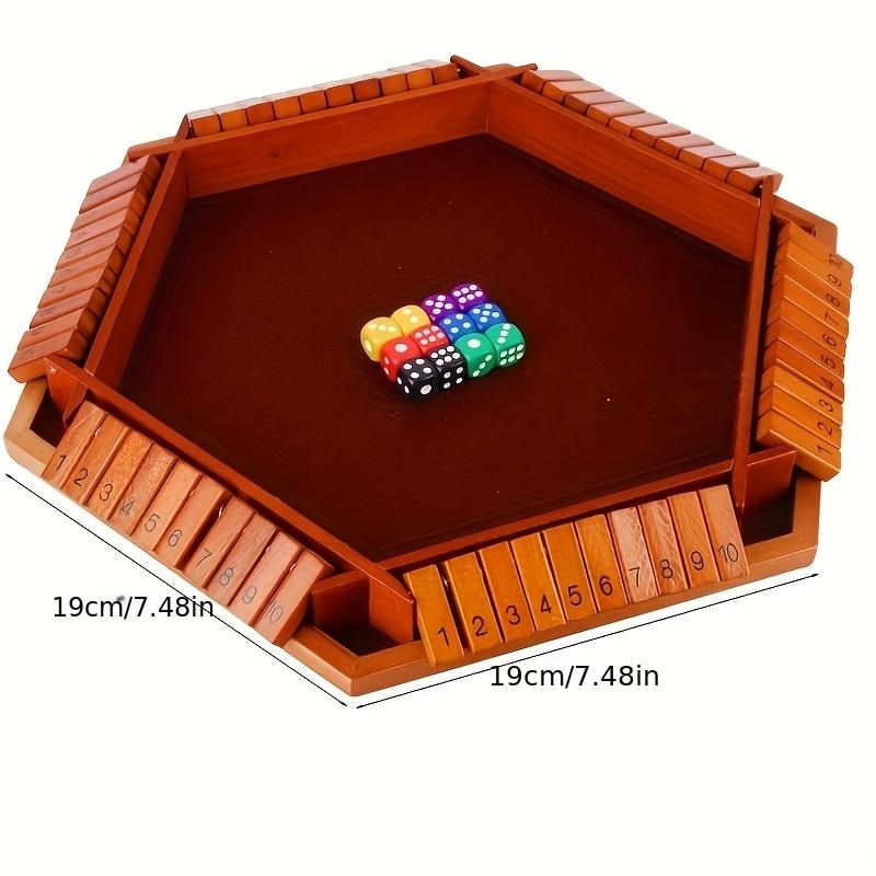 Dice Game Wooden Box with 12 Random Color Dice - 2-6 Player Tabletop Board Game, Handmade Family Entertainment Travel Souvenir, Dice Games for Adults