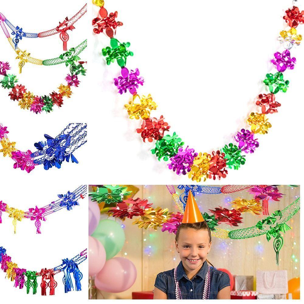 1/4pcs Xmas Gift Christmas Metalic Foil Garland Multi Colour Wedding Accessories Ceiling Wreath Creative Party Supplies