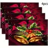 4pc S, New Table Mat, Advanced Insulation Mat, Western Meal Mat, Christmas Theme Pattern Table Home Use