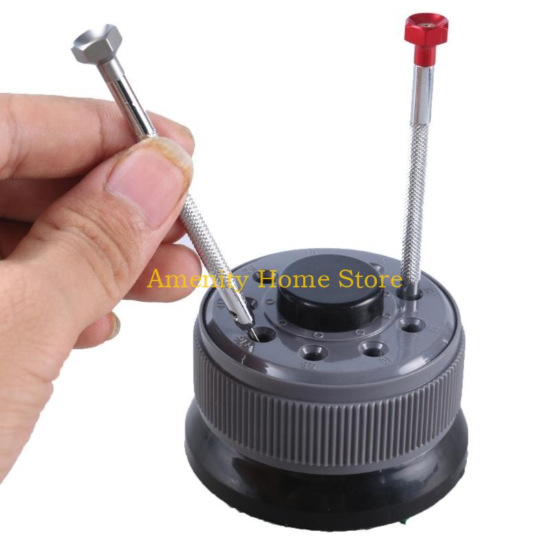 F26C Watch Glasses Screwdriver Repair Tool With 9 Pieces Tips Aluminum Alloy