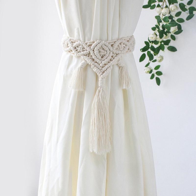 Bohemian Style Hand Woven Curtain Tie Rope Decorative Pendant, Fashionable Tassel Tie, Bedroom Living Room Curtain Tie Buckle