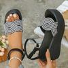 Fashion Women's Fashion Rhinestone Platform Sandals Black Ankle Strap Wedge Heel Sandals Woman Summer Thick Bottom Non Slip Beach Shoes