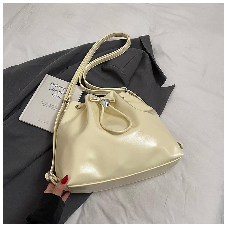 Korean Style Large-capacity Bucket Bag 2025 New Solid Color Niche Simple Casual Shoulder Bag Multi-functional Backpack