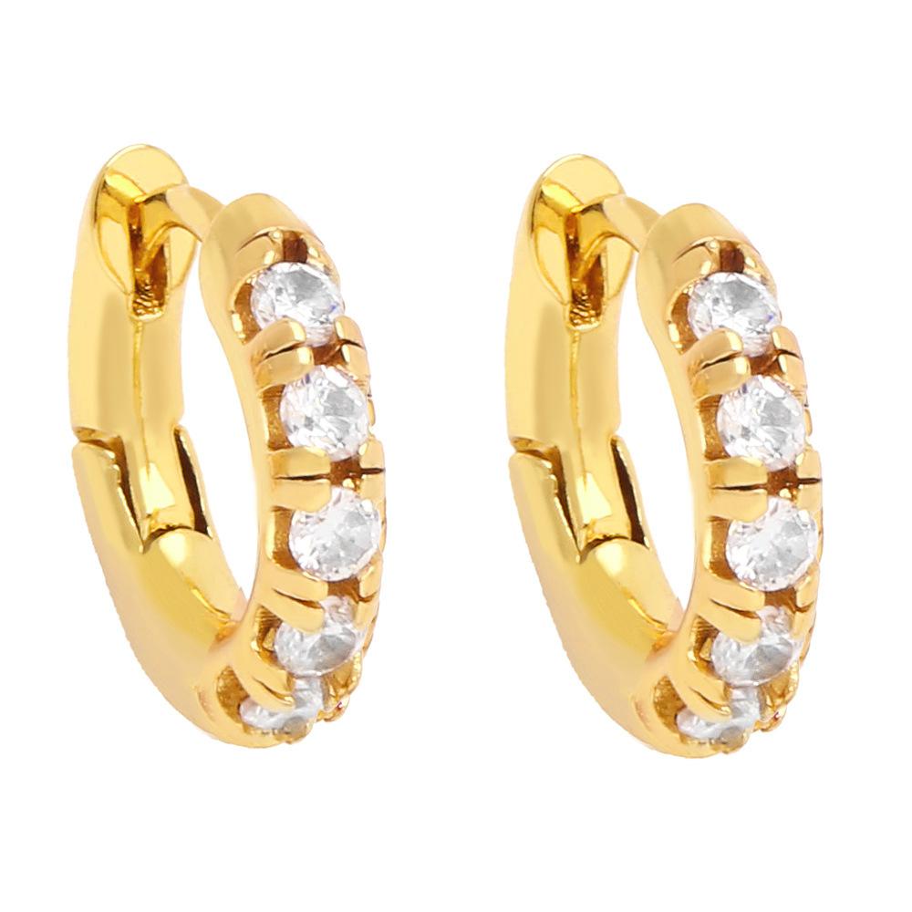 2023 New Diamond Studded Single Row Earrings Earrings Geometric Circle Earrings Simple European And American Light Luxury Color Zircon Earrings