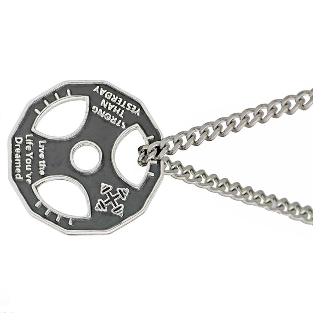 Men Alloy Pendant Necklace Steering Wheel Disc Chain Dumbbell Pattern Gift Accessories