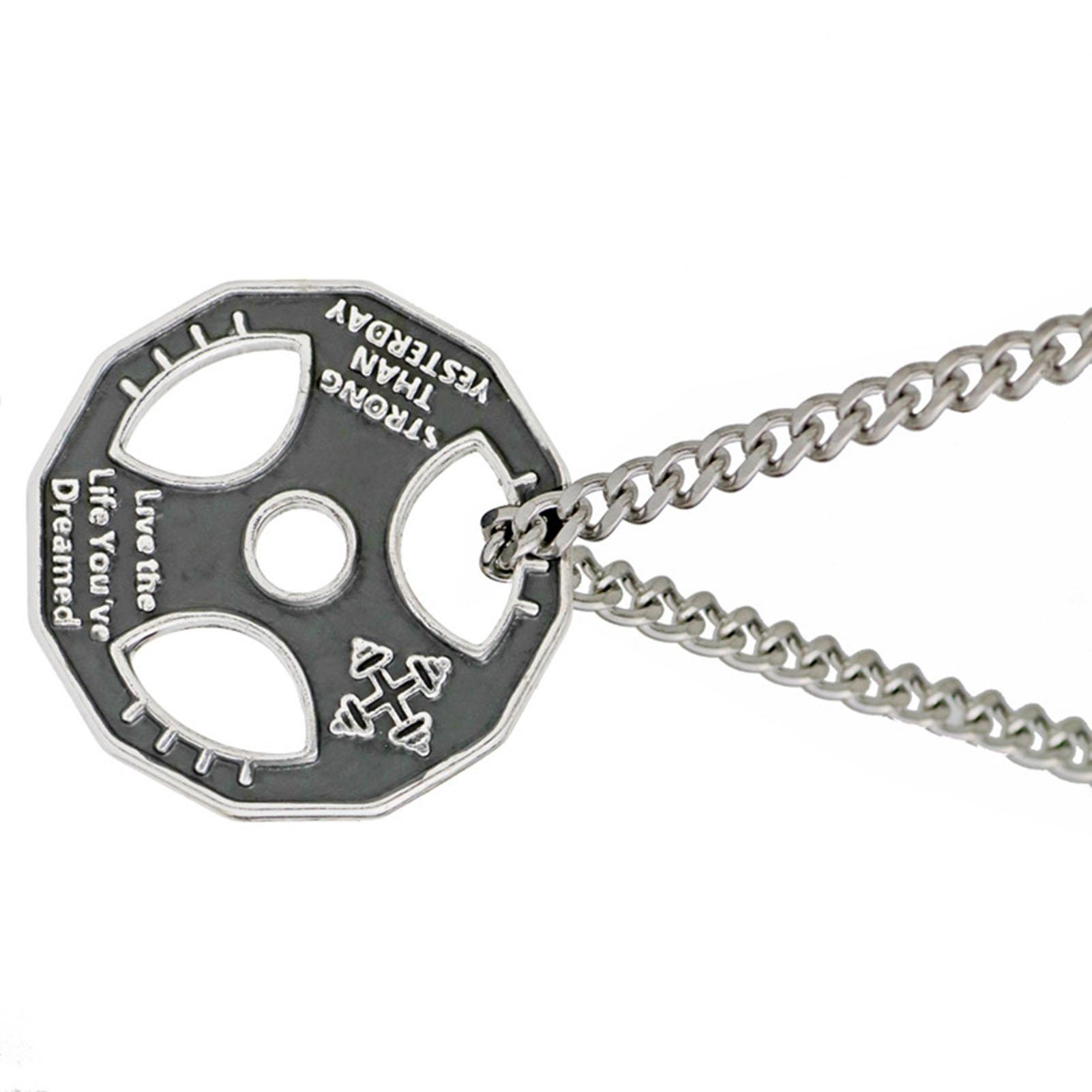 

Men Alloy Pendant Necklace Steering Wheel Disc Chain Dumbbell Pattern Gift Accessories