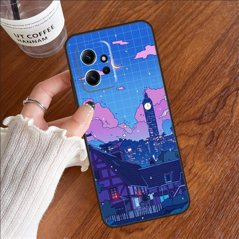 Neon Village Bathhouse Night Case For Xiaomi Redmi 14C 13C 10C 12C Redmi Note 14 Pro 13 12 11 9 10 9S 10S 11S 12S Cover