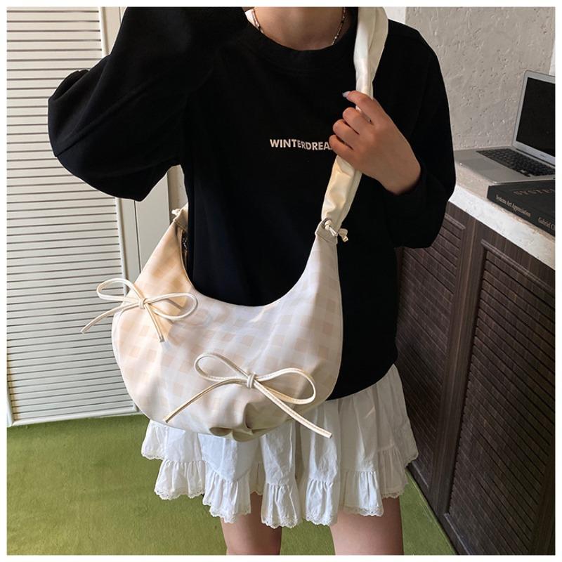 Plaid Bag Women's Large-capacity New Summer Versatile Niche Pleated Shoulder Messenger Bag Dumpling Bag