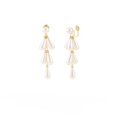 Luxuriöse lange Ohrhänger mit Imitationsperlen für Damen, modisch, elegant, Mückenabwehrspule, Ohrklemme ohne Piercing