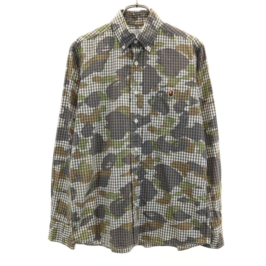 A BATHING APE made in Japan Long sleeve Button down shirt M Gray Men's Used