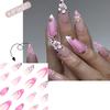 24 ks mandlových nalepovacích nehtů s květinovým francouzským designem, akrylové falešné nehty, umělé nehty s lepidlem na nehty pro ženy a dívky