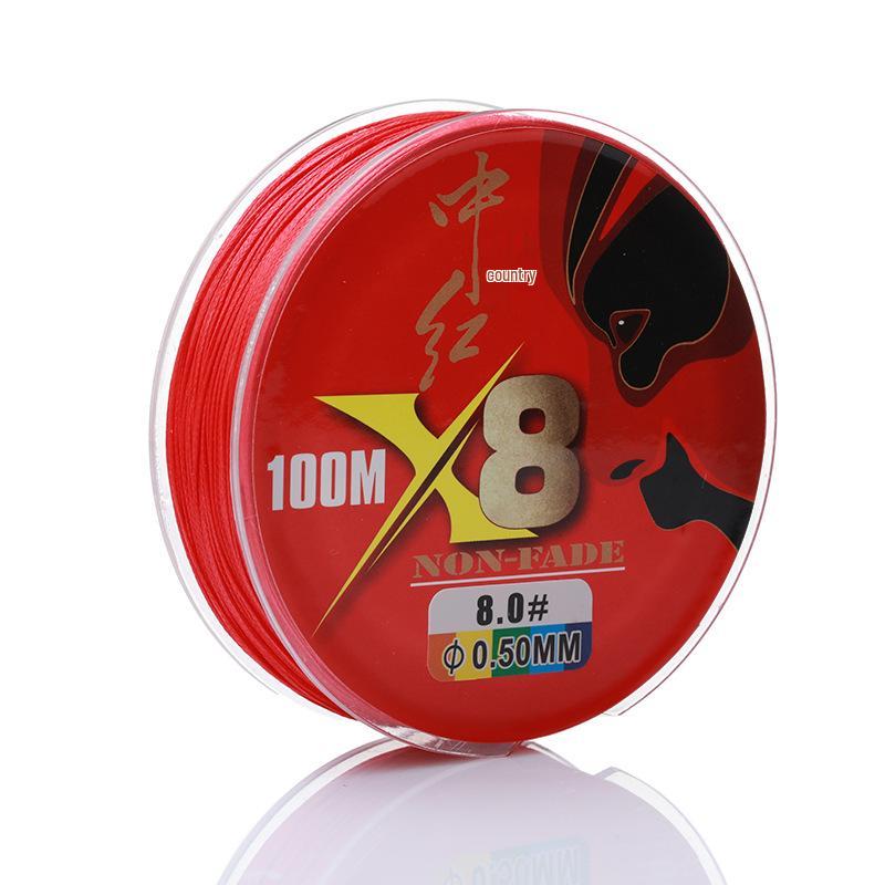 8-Strand 100m Red PE Braided Fishing Line - Soft, Durable, Top Seller for Sea Fishing