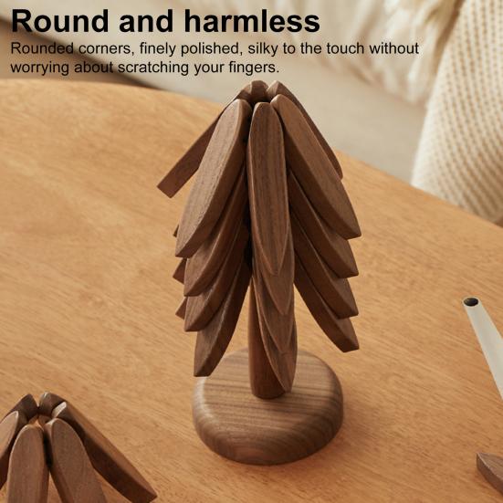 1/3/4/5 ks Ořechové dřevěné podložky se stojanem Žáruvzdorné podložky na hrnce Pánve Design tvaru vánočního stromku Podložky podložky do kuchyně Dekorace stolu Dárek