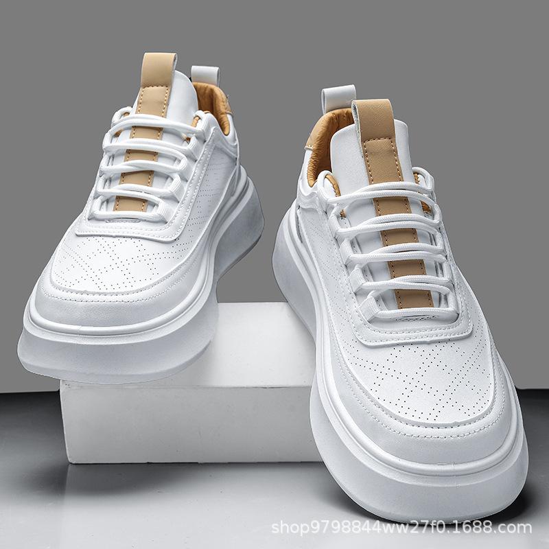 

2025 лето новая мужская сетчатая спортивная обувь повседневная модная обувь универсальная дышащая толстая подошва мягкая подошва белая обувь мужская 39