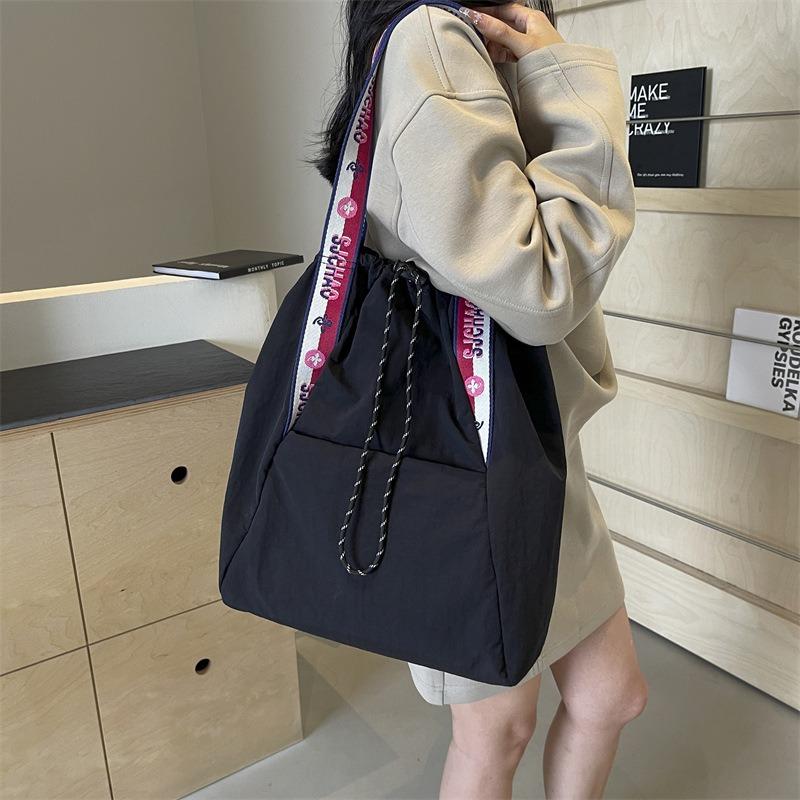 New Casual Nylon Drawstring Backpack Campus Versatile Sports Satchel Large Capacity Shoulder Tote Bag