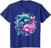 Dolphin Colorful Sea Ocean Animal Dolphin T-Shirt Cotton Unisex Children’s Wear Kid Casual Graphic T Shirts