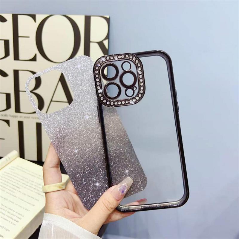 Luxury Fashion Gradient Diamond Soft TPU Phone Case For iPhone 14 13 12 11 Pro Max Electroplating Shockproof Case For iPhone 14 13 12 11