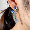 Huitan Handmade Enamel Flower Earrings for Women Temperament Exquisite Blue Floral Earrings Girls Gift Fashion Ladies