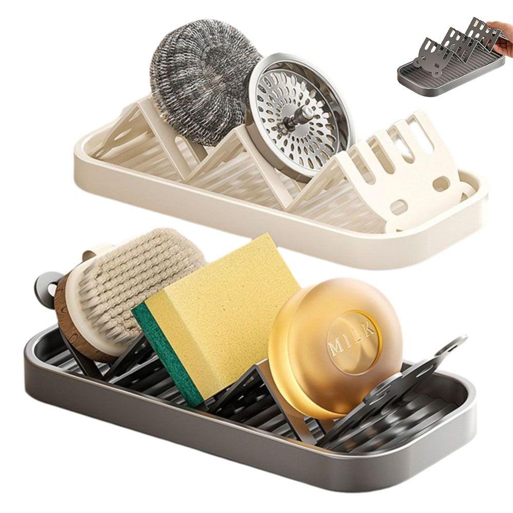 Durable Cartoon Soap Rack Multifunctional Space Saving Narrow-sided Sink Storage Rack Bathroom Draining Box Bathroom Accessories