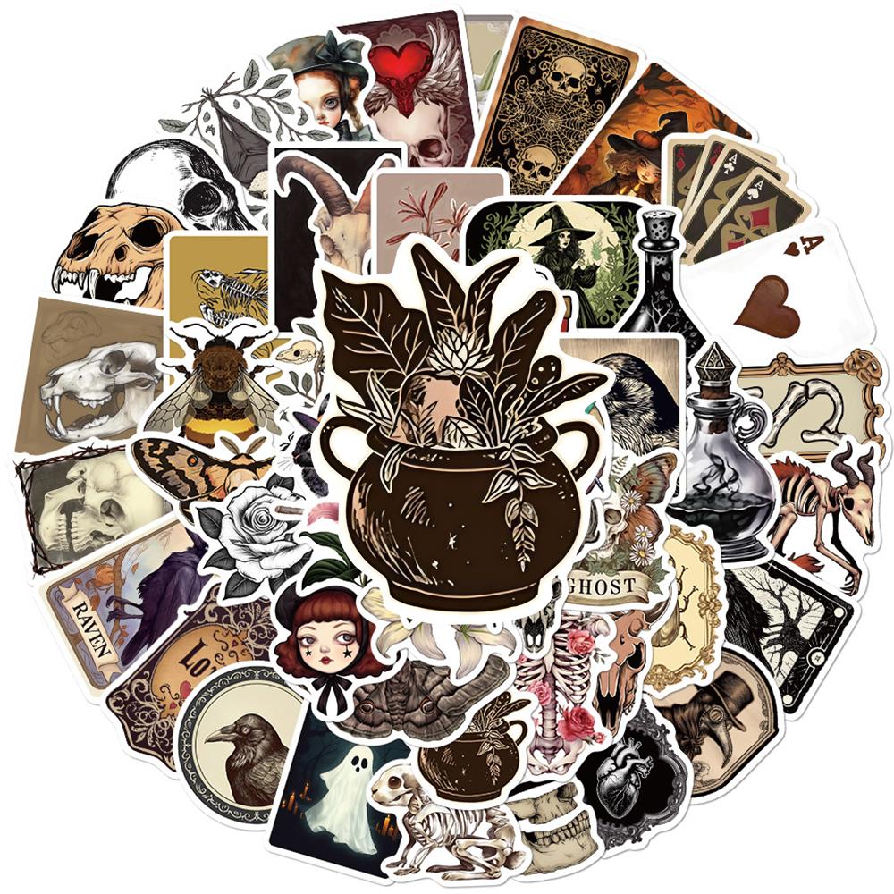 10/30/50pcs Retro Style Skull Cartoon Graffiti Stickers Gothic Waterproof DIY Laptop Luggage Scrapbook Cool DecoratiON Sticker