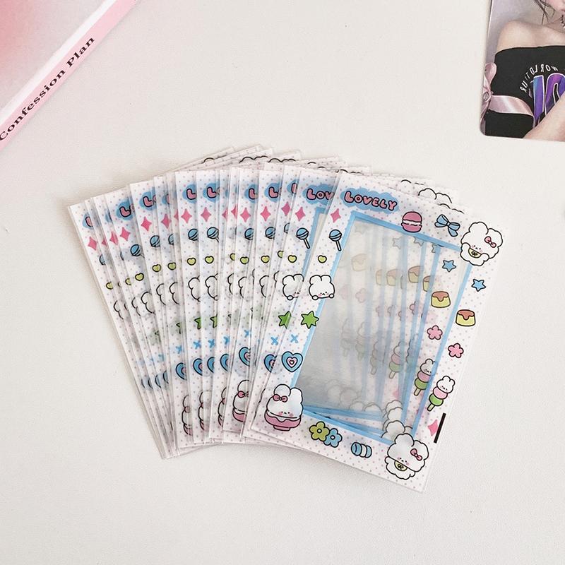 

20 шт. Кавайные прозрачные K-pop протекторы для карт 3 дюйма, пакет для карт, протекторы для фотокарт, защитный пакет для хранения фотокарточек айдолов