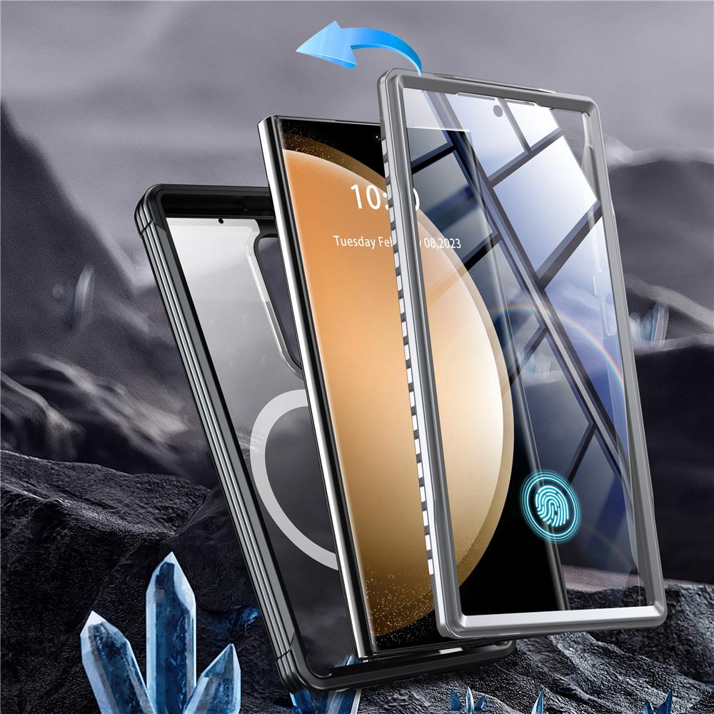 For Samsung Galaxy S24 Ultra Plus 5G Phone Case Magnetic 360° Full Protection Clear Cover With Built-in Screen Shockproof Fundas