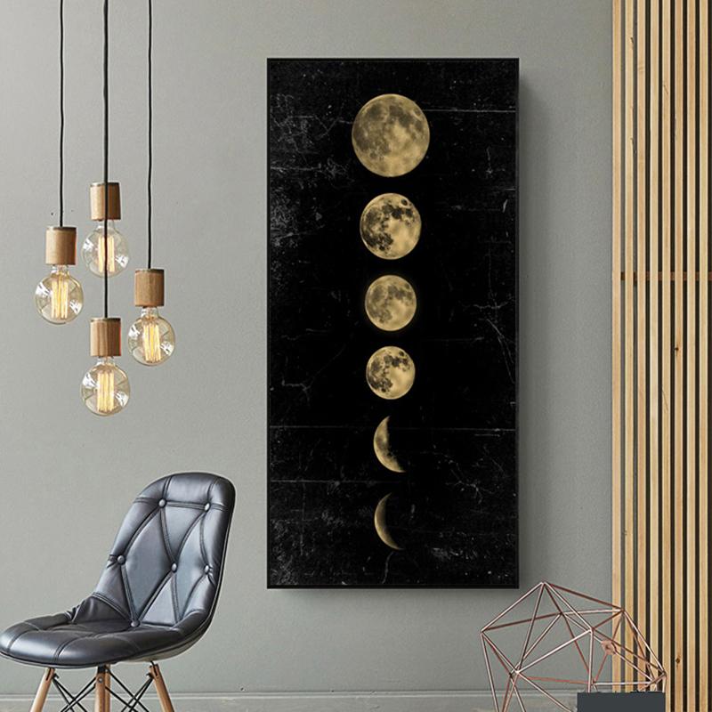 Big Size Eclipse of The Moon Wall Art Picture Minimalist Canvas Poster Print Universe Long Banner Art Painting Home Decor