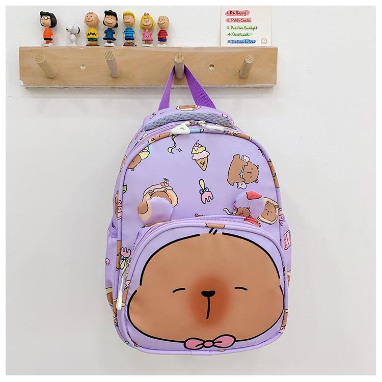 Capybara Printed Backpack Children Cartoon Schoolbag Outdoor Leisure Bag Storage