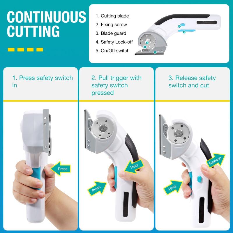 Electric Fabric Scissors Rotary Blade Multifunctional Leather Cutting Machine Portable Professional Tailoring Craft