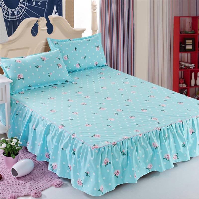 Bed Skirt Anti-dirty Sheet Bedspread Printed Elastic Band Bedclothes Queen King Skin-friendly Beds Protector Bedroom Space Decoration