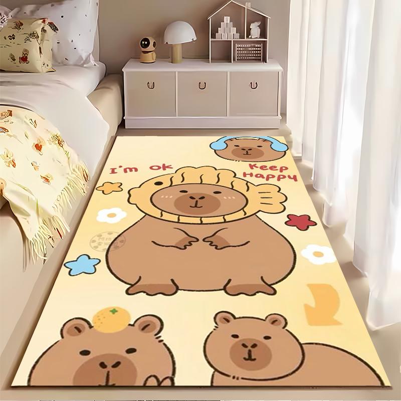 Cute Cartoon Bear Design Carpet, Beige Living Room Rug, Kids Decor Rug Suitable for Use As an Anti-slip for Living Room Bedroom Sofas
