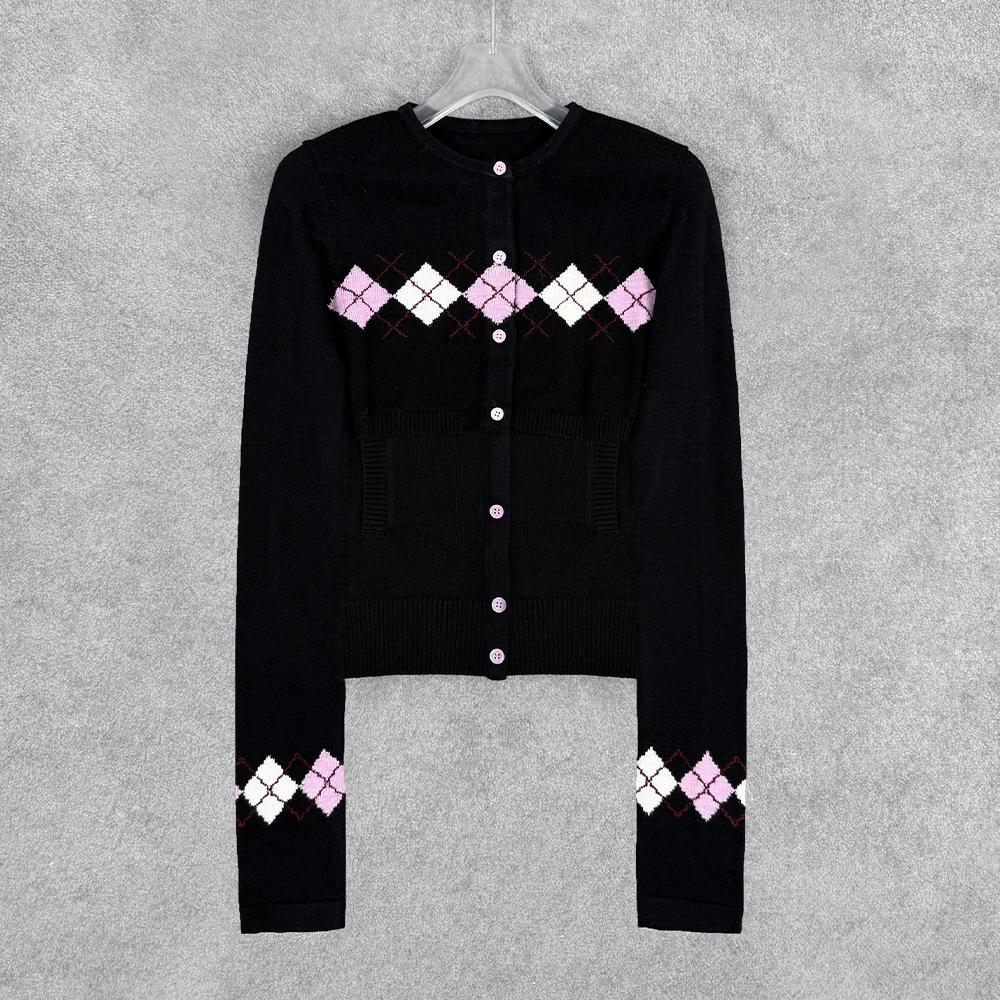 Nanyou Merino Wool Argyle Cardigan & Camisole Set - New Autumn Collection