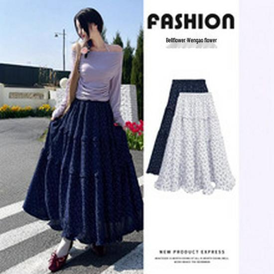 2025 Spring/Summer Women's High Waist Sweet Puff Double Layer Lace Skirt