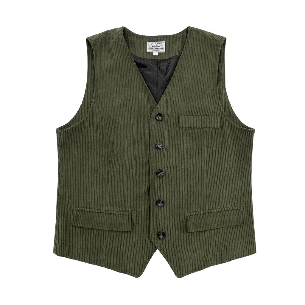 Corduroy Gilet For Men Retro Button Down Waistcoat Smart Casual Cord Vest Lightweight Outerwear