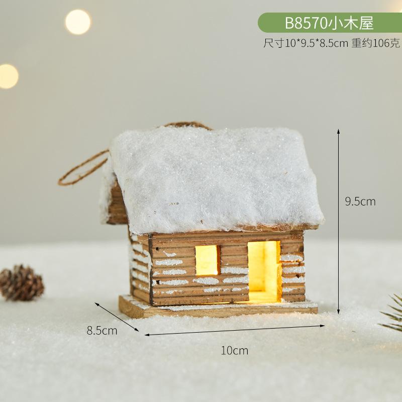 Christmas LED Light Wooden House Luminous Cabin Merry Christmas Decorations for Home DIY Xmas Tree Ornaments Kids Gifts New