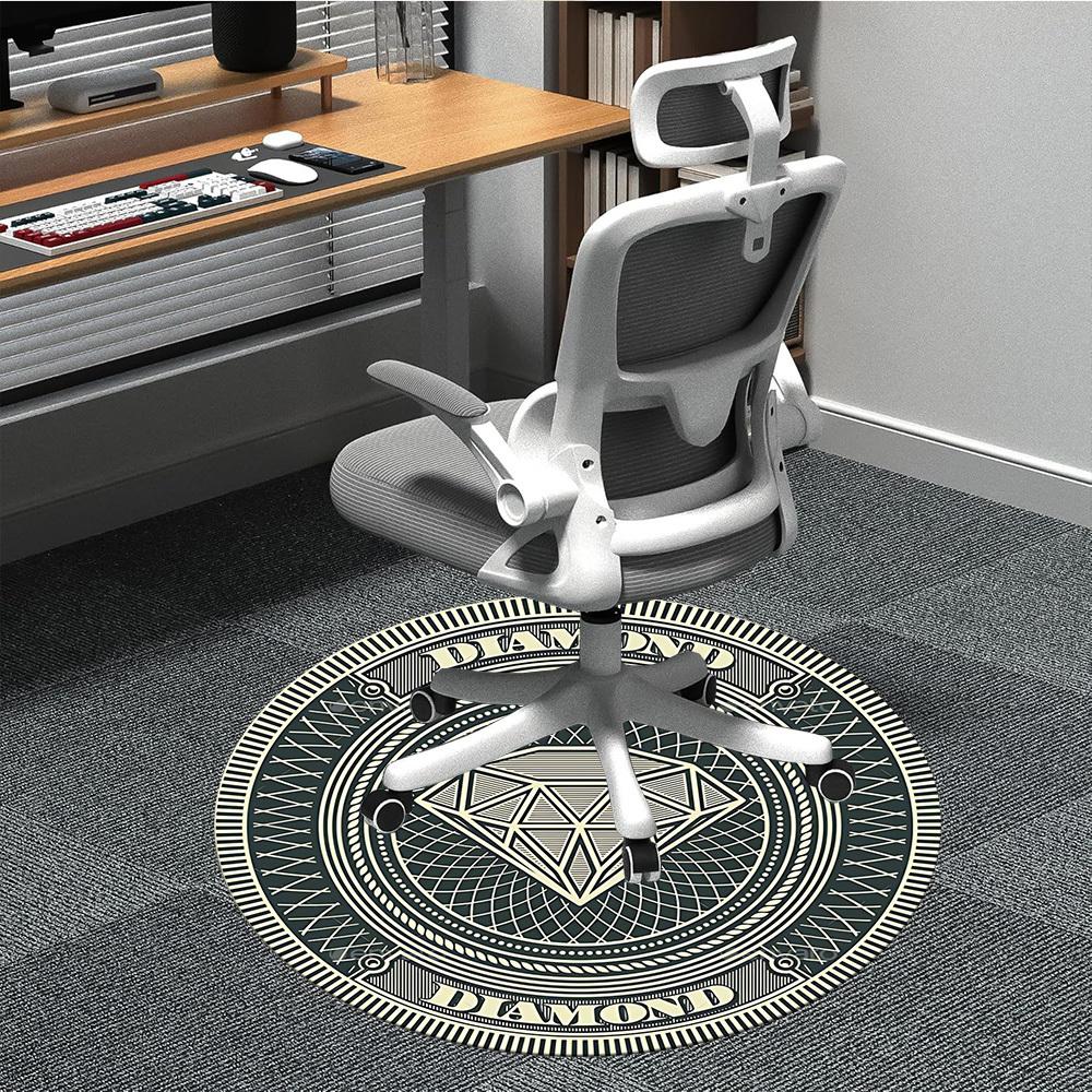 1pc Diamond Jewelry Chair Carpet for Office, Round Polyester Mat, Indoor Decor for Office, Easycare Fabric, Washable Non-slip Area Carpet
