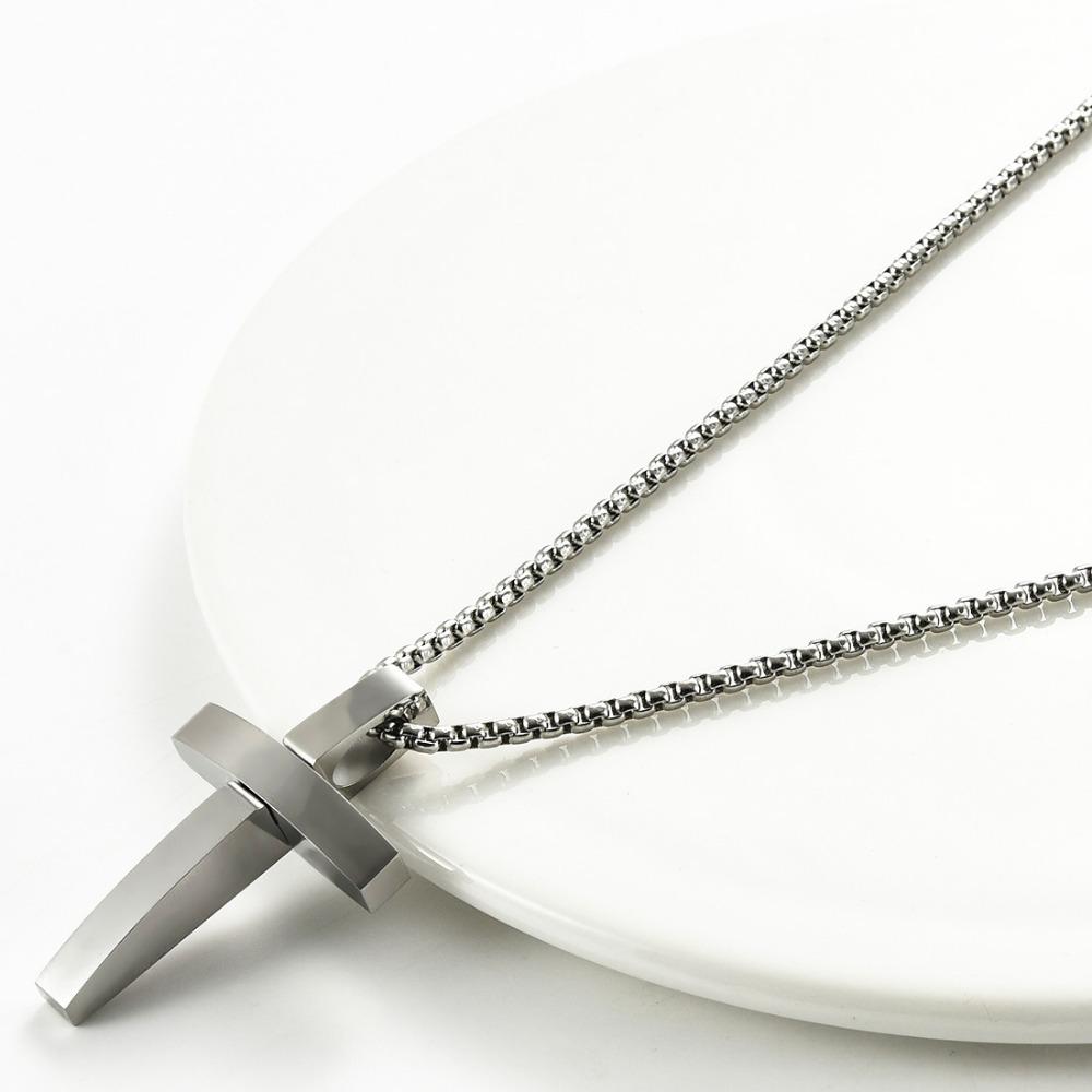 Fashion Stainless Steel Cross Pendant Curved Surface Punk Charms Cross Religion Prayer Religion