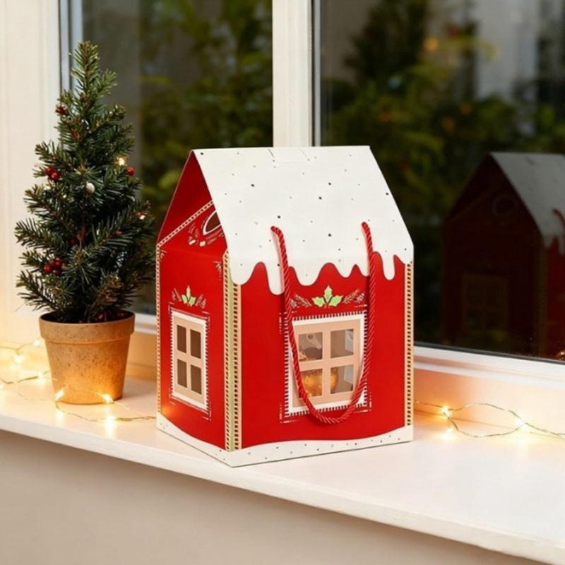Handcrafted Paper Holiday House Christmas Decoration for Parties Offices Celebration Elegant Cottage Gift Box