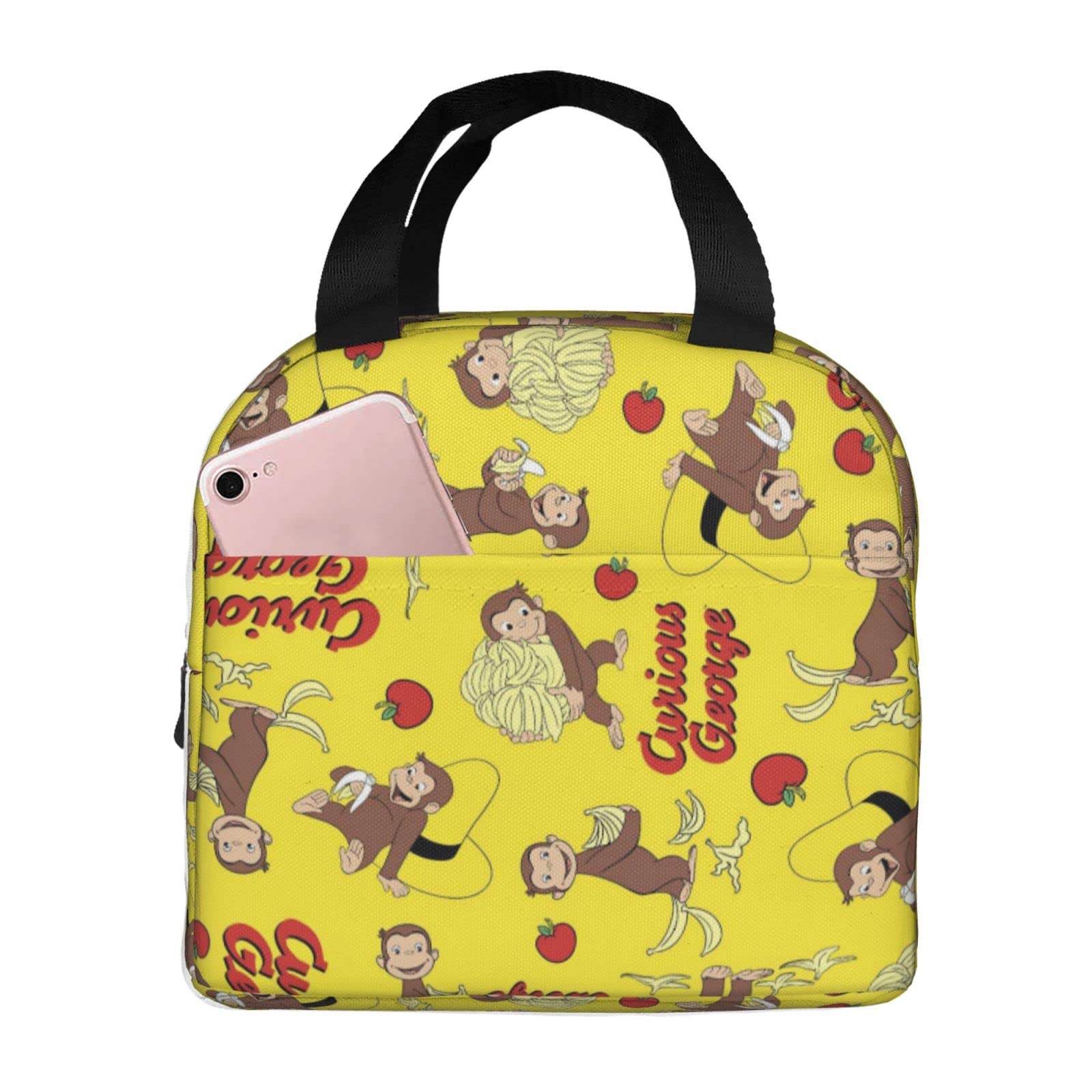 

Curious George Insulated Lunch Bag with Clasp Bento Cooler Bag with Soft Cooler Bag Closure, Black, Box, Insulated, Zipper, Compact, Bag, Tote/Eco
