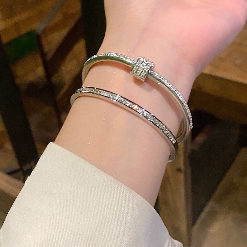 Starry Sky Small Waist Zircon Bracelet Women'S Light Luxury High-End Versatile Bracelet Titanium Steel Does Not Fade Jewelry