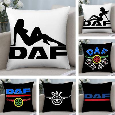 D-DAF Truck Logo Pillow Case Square Double‑Sided Print Cushion Case For Sofa Home Bedchamber Decor Gift
