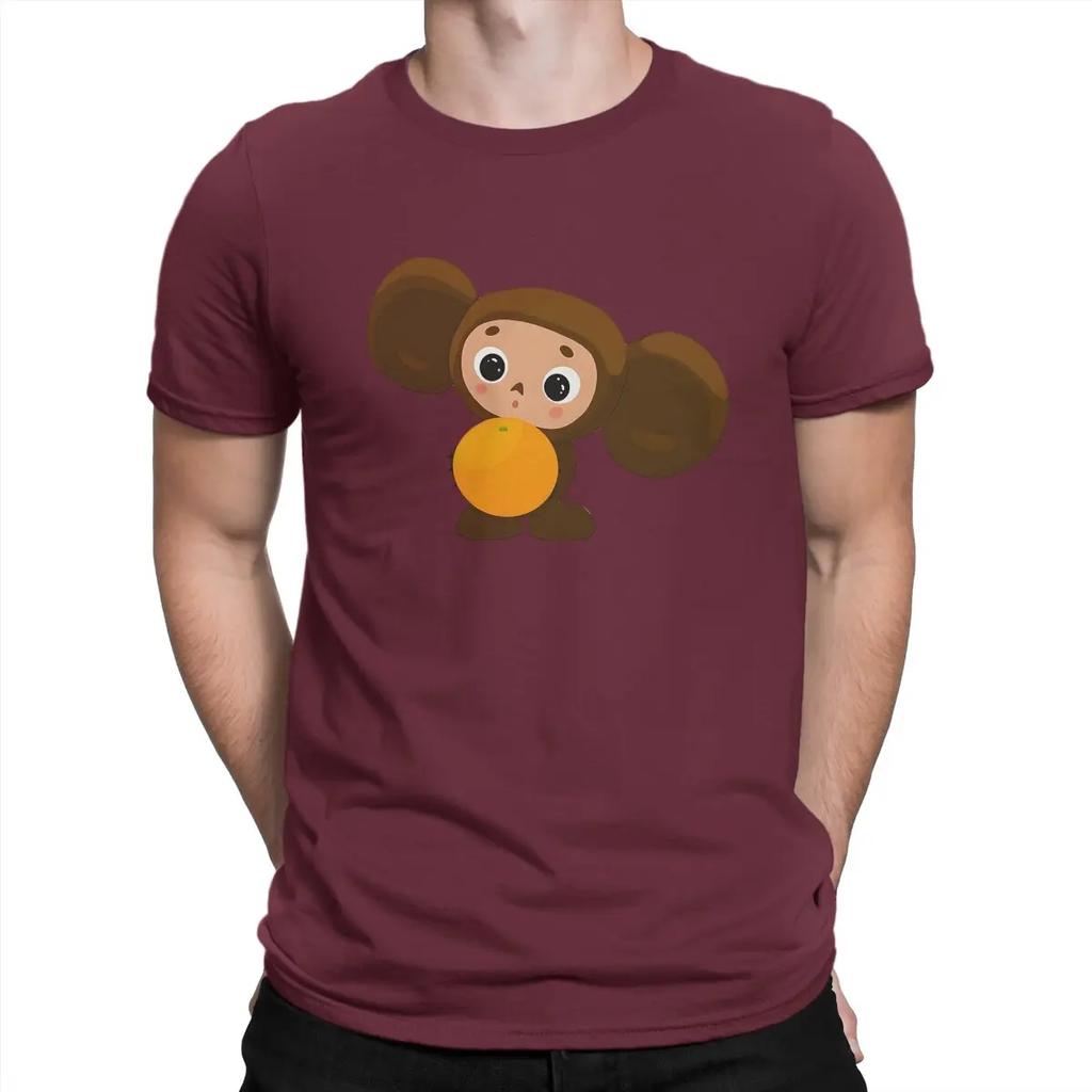 Cheburashka Poster Men TShirt Cheburashka Crewneck Tops 100% Cotton T Shirt Humor High Quality Birthday Gifts