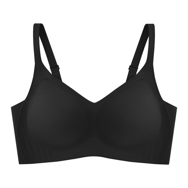 Strapless leopard print half-cup bra for women, push-up and enlargement with seamless thickened seamless sexy cover-up invisible bra M чёрный