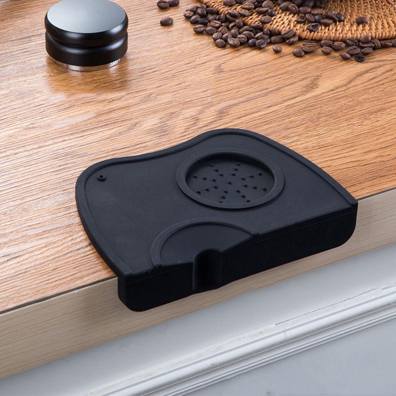 Coffee Press Pad Food Grade Silicone Odorless Double Groove Coffee Tamper Mat for Home Cafe Black M 17.5x12.5x0.6