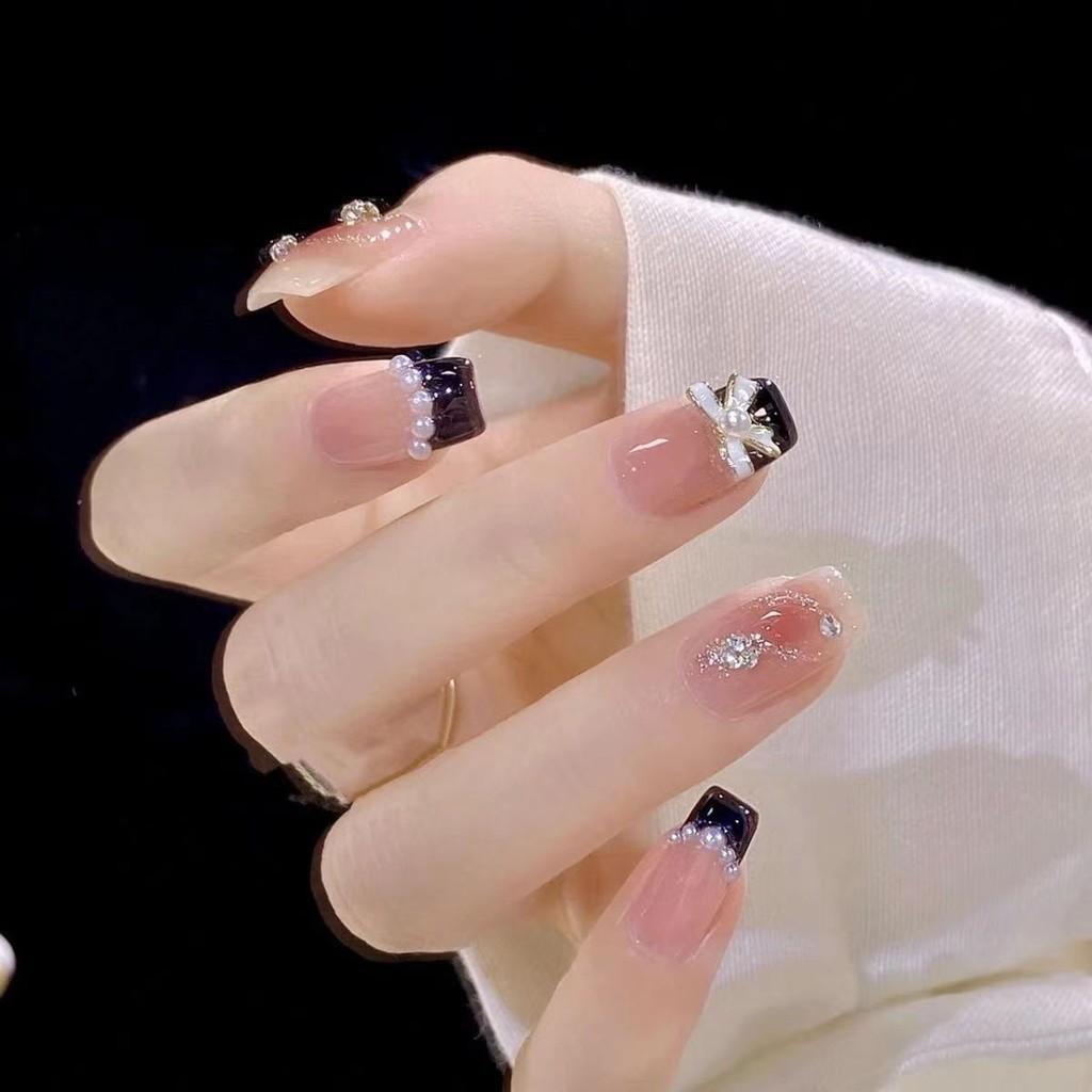 Wear Pure Manual Nail Enhancement Patch Powder Blusher Bride Nail Bow Sky Starry