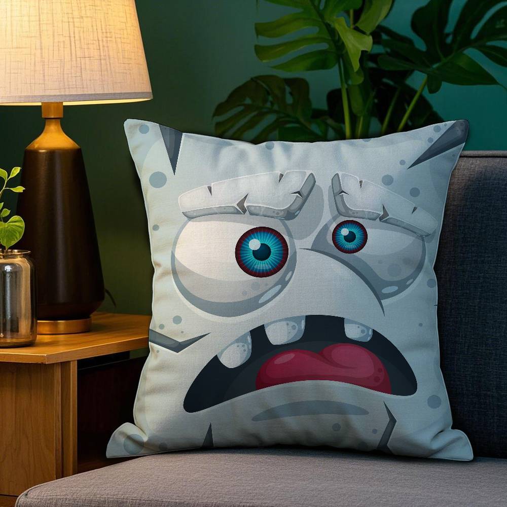Funny Little Monster Pillow Case Plush Fabric Soft Double Sided Print Home Sofa High Quality Cushion Cover Throw
