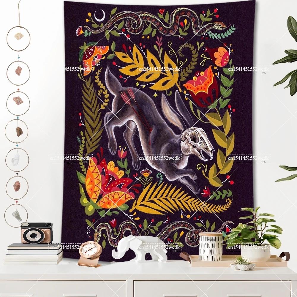 Raven Norse Folk Tapestry Medieval Animals Birds Tarot Tapestrys Room Decor Aesthetics Landscape Art Posters Background Cloths