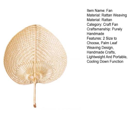 Bamboo Hand Fans Natural Handmade Weaving Fans Lightweight Palm Leaf Fan Children And Adults Handheld Fan with 2 Size for Summer Cooling Down