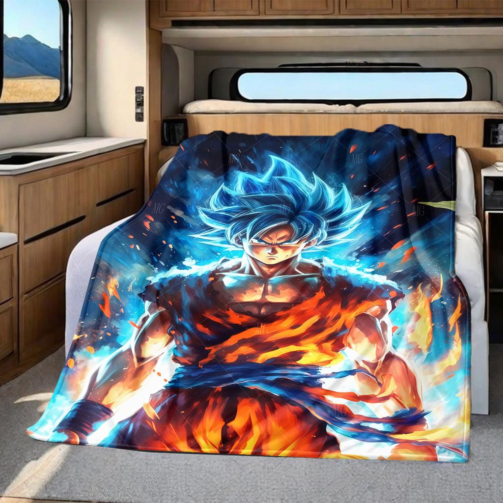 1pz Coperta in Flanella con Stampa Dragon Ball Super, Alta Qualità per Tutte le Stagioni, Decorazione per la Casa, Calore e Comfort, Perfetta per Regali di Natale